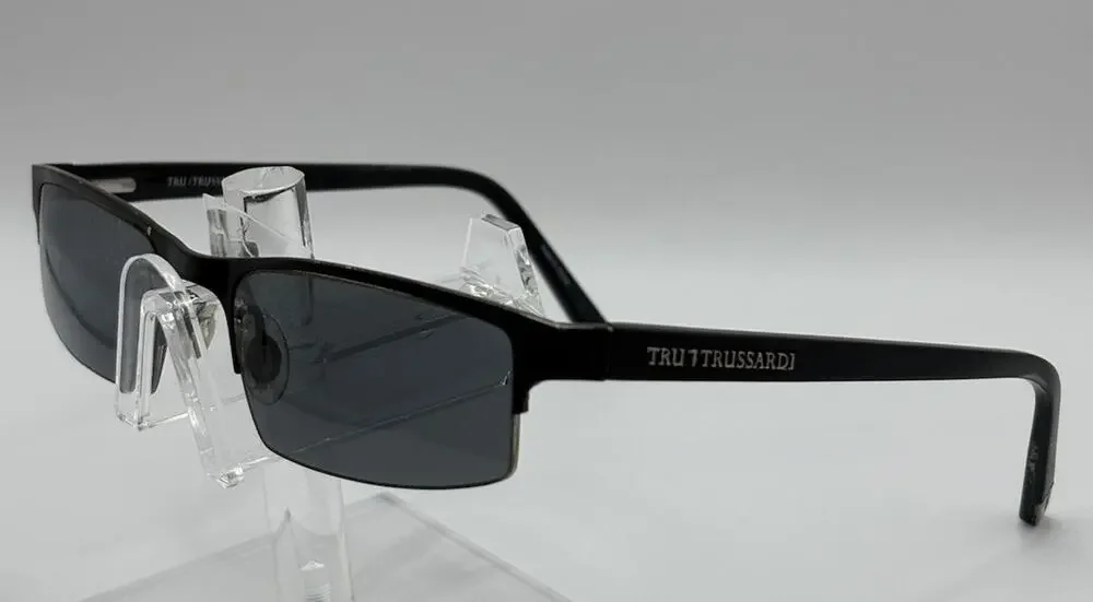 Tru Trussardi TR12716 Black Rectangular Sunglasses Titanium 53-19